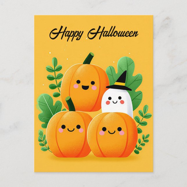 Skrämmande och söt Halloween-välkomstkort Vykort (Framsida)
