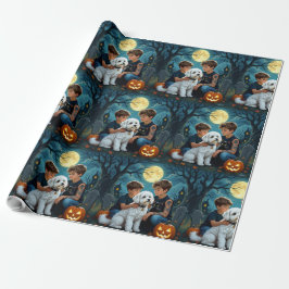 Skrämmande och söt halloweenpresentpapper presentpapper