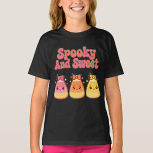 Skrämmande och söt majsbowljus rosa söt konst t shirt