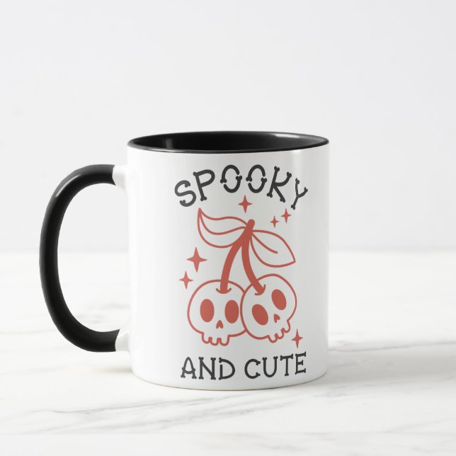 Skrämmande och söta skallar vita Halloween Mugg (Vänster)