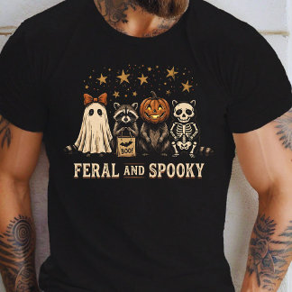 Skrämmande och vild Raccoon Halloween-kostym T Shirt