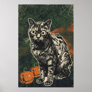 Skrämmande Odöd Zombie Katt Poster