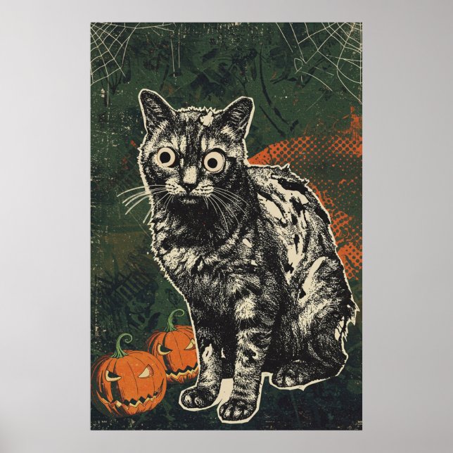Skrämmande Odöd Zombie Katt Poster (Framsidan)