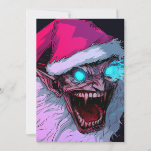 Skrämmande ond jultomte läskig Krampus anime teckn Julkort