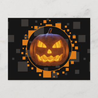 Skrämmande Ond Pumpa Orange Svart Grå Halloween Vykort
