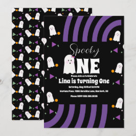 Skrämmande One Groovy Letters Halloween Födelsedag Inbjudningar