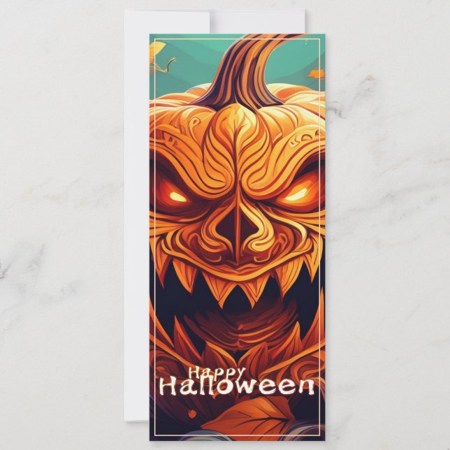 Skrämmande orange pumpa med ansikte, Halloween (Framsida)