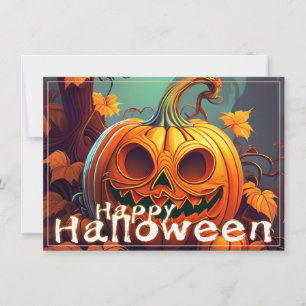 Skrämmande orange pumpa med ansikte, Halloween