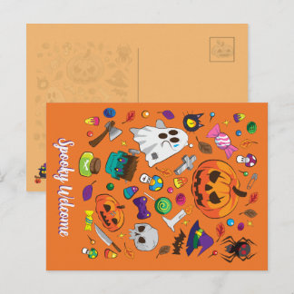 Skrämmande orange Välkommen Högtid Helg Vykort