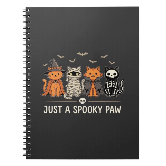 Skrämmande Paw Halloween Katt Kostym Vektor Design Anteckningsbok (Framsidan)