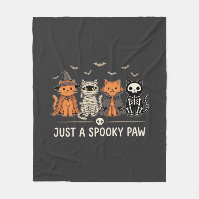 Skrämmande Paw Halloween Katt Kostym Vektor Design Fleecefilt (Framsidan)