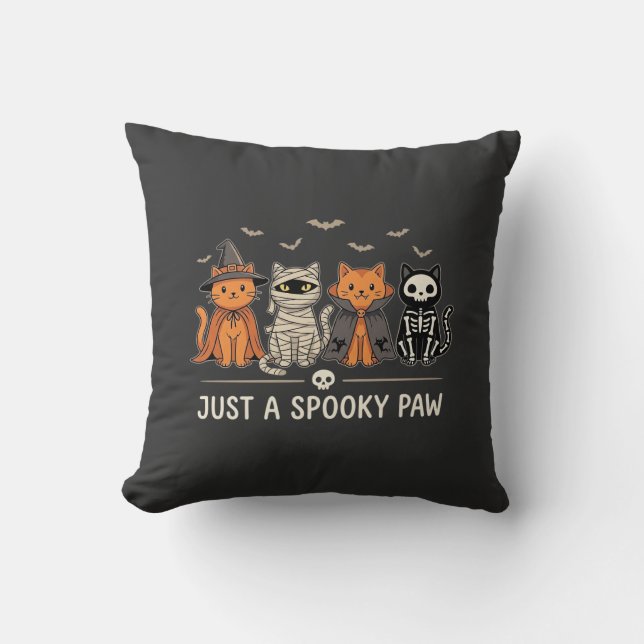 Skrämmande Paw Halloween Katt Kostym Vektor Design Kudde (Framsida)