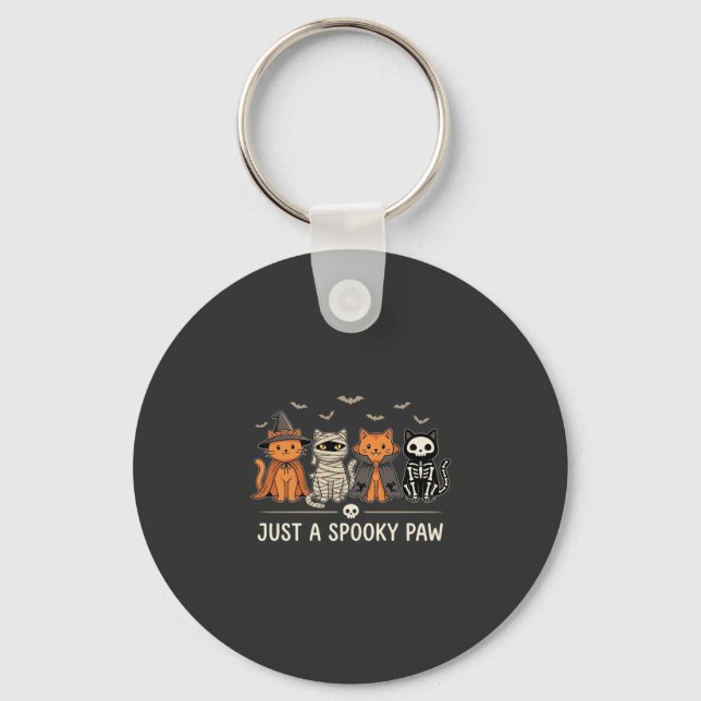 Skrämmande Paw Halloween Katt Kostym Vektor Design Nyckelring (Framsida)
