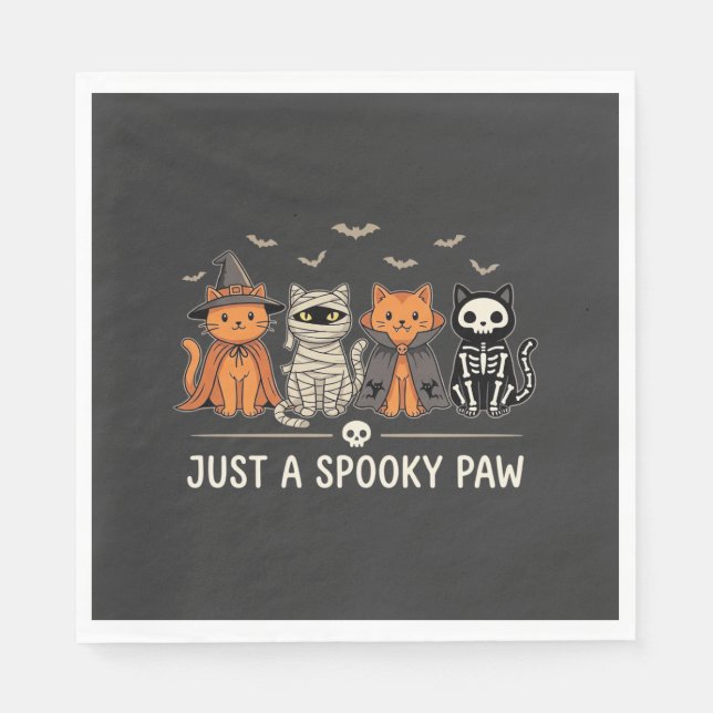 Skrämmande Paw Halloween Katt Kostym Vektor Design Pappersservett (Framsidan)