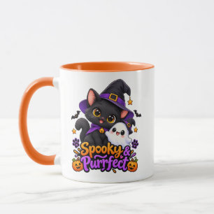 Skrämmande & perfekt Halloween Svart Katt Kombinat Mugg