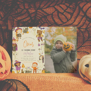 Skrämmande pojke Halloween-kostym Födelsedagsfest Inbjudningar