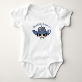 Skrämmande pojke Halloween, skelett cowboy, vild u T Shirt