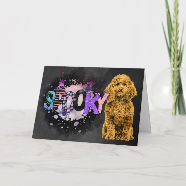 Skrämmande Poodle Kuslig Halloween-kort Kort (Framsida)