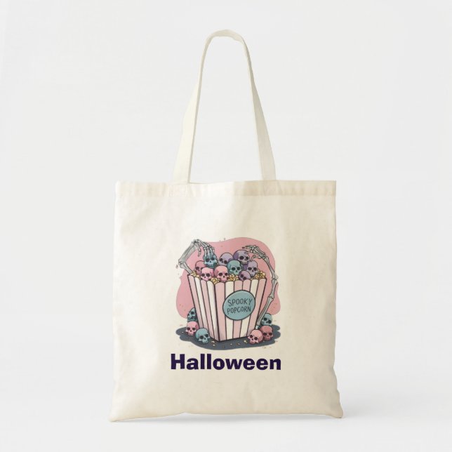 Skrämmande Popcorn Halloween-påse  Tygkasse (Framsidan)