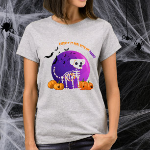 Skrämmande Pudel Halloween Fullmåne T-Shirt