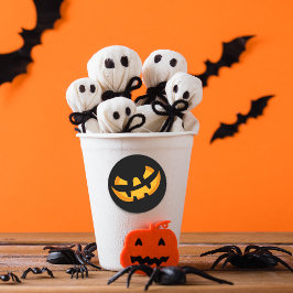 Skrämmande pumpa ansikte runt klistermärke