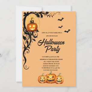 Skrämmande Pumpa fladdermöss Vuxen Halloweenfest Inbjudningar