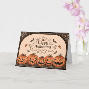 Skrämmande Pumpa Fladdermus Gott Halloween Kort