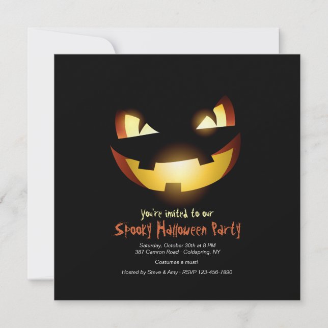 Skrämmande pumpa Halloween-inbjudan Inbjudningar (Framsida)