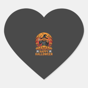 Skrämmande Pumpa Häxa Gott Halloween Vektor Design Hjärtformat Klistermärke