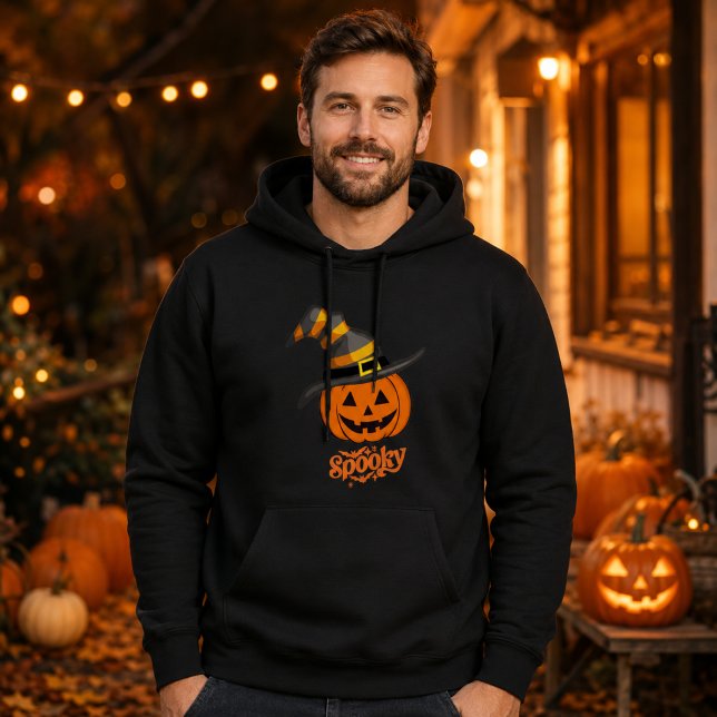 Skrämmande pumpa-häxa hatt herr Halloween Hoodie (Skapare uppladdad)