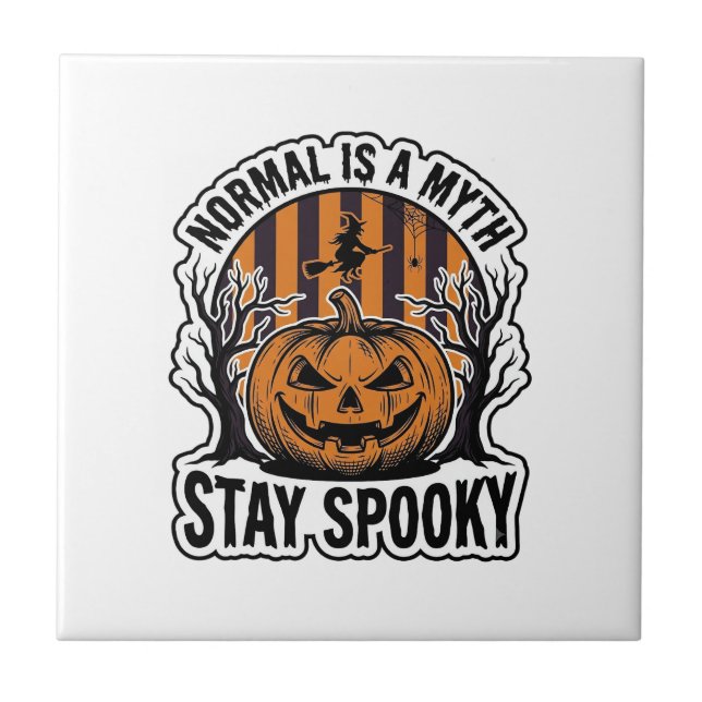Skrämmande Pumpa Häxa Vintage Gravyr Halloween S Kakelplatta (Framsidan)