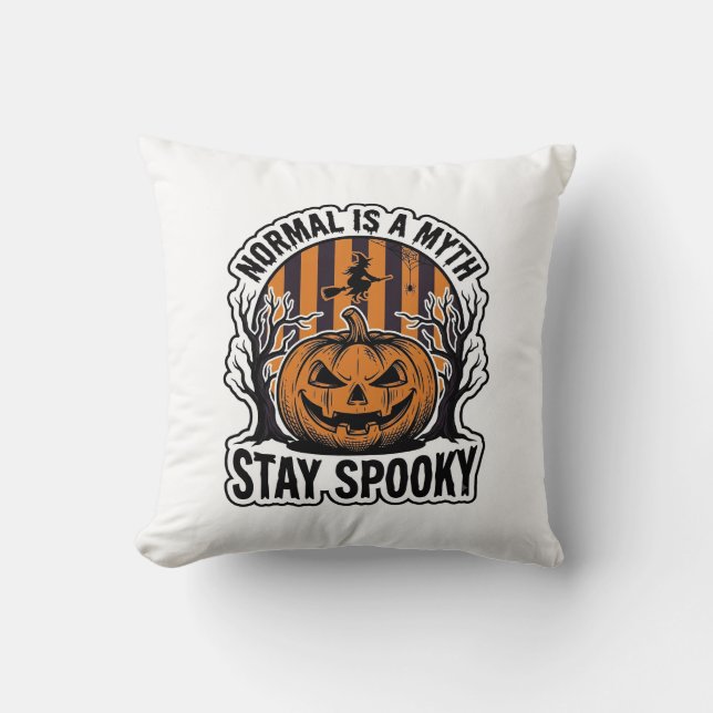 Skrämmande Pumpa Häxa Vintage Gravyr Halloween S Kudde (Framsida)