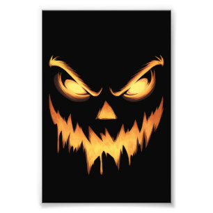 Skrämmande pumpa Jack O Lantern ansikte Halloween Fototryck