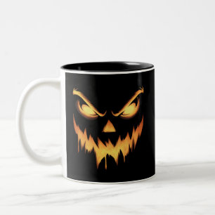 Skrämmande pumpa Jack O Lantern ansikte Halloween Två-Tonad Mugg