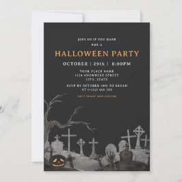 Skrämmande Pumpa Kyrkogård Vuxen Halloweenfest Inbjudningar