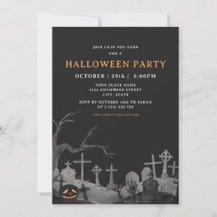 Skrämmande Pumpa Kyrkogård Vuxen Halloweenfest Inbjudningar