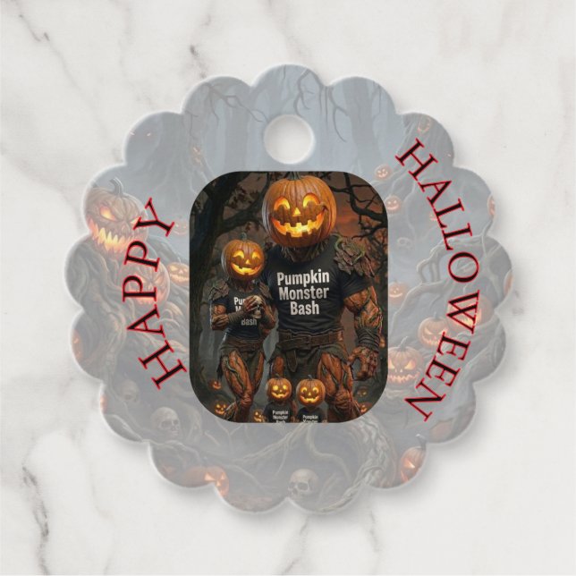 Skrämmande Pumpa Monster Bash Halloween Tack För A Gåvor Etiketter (Framsida)
