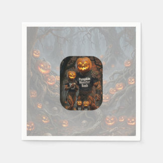 Skrämmande Pumpa Monster Bash Halloweenfest Papper Pappersservett