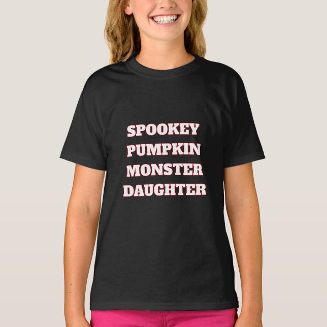 Skrämmande Pumpa Monster Dotter Halloween Familj M T Shirt (Framsida)