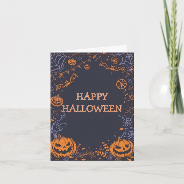 Skrämmande pumpa mörk elegant Halloweenhälsning Helgkort (Framsida)
