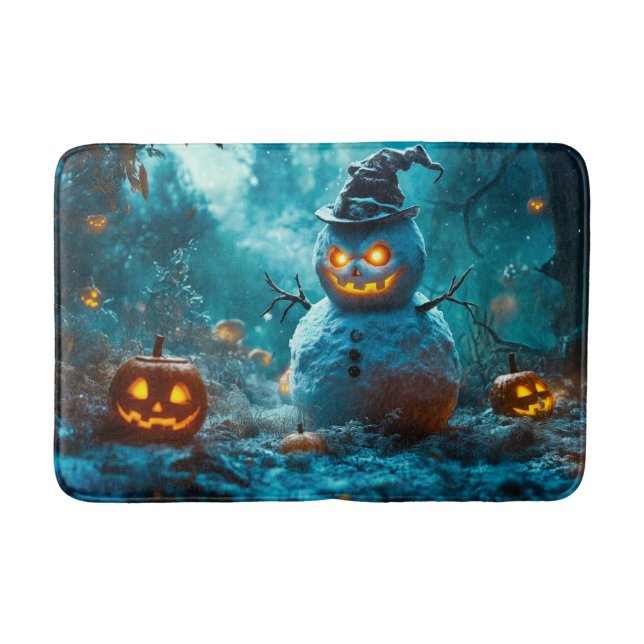 Skrämmande pumpa och snöman, Halloween-scen från s Badrumsmatta (Framsidan)