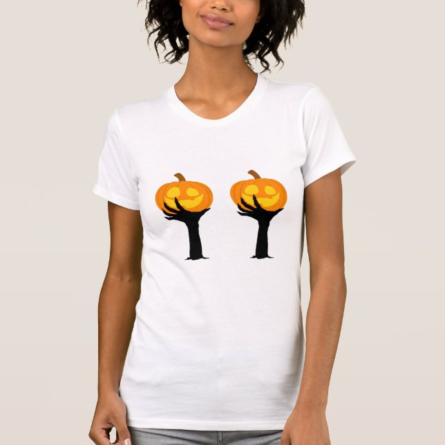 Skrämmande pumpa-ölelse – Halloween-tröja för kvin T Shirt (Framsida)