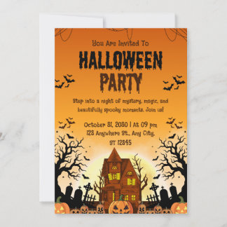 Skrämmande Pumpa Skär Halloween Fest Inbjudan