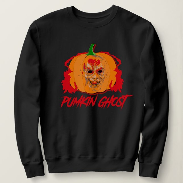 Skrämmande Pumpa Spök Halloween Monster Ansiktskon T Shirt (Design framsida)