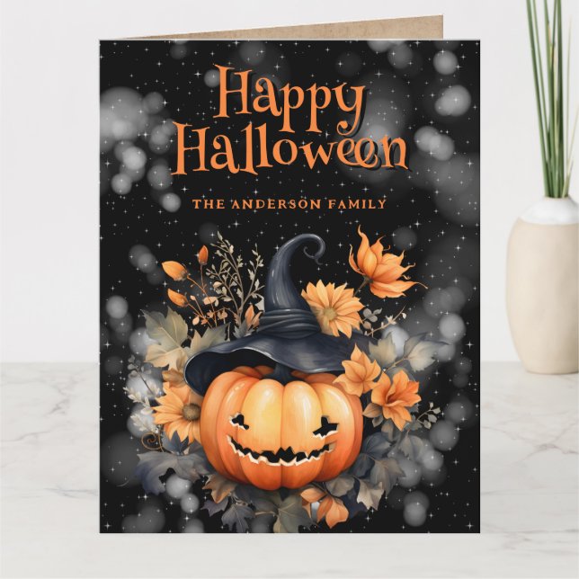 Skrämmande pumpa spöke Glad Halloween-kort Kort (Framsida)