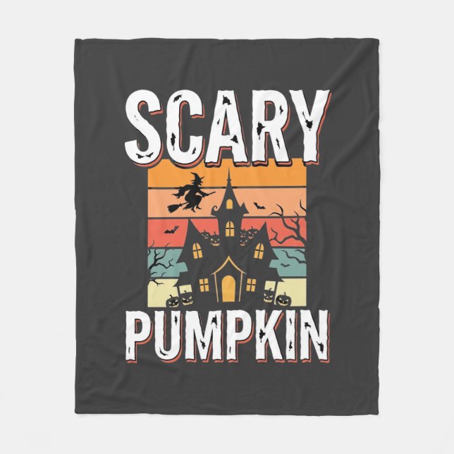 Skrämmande pumpa spökhus Halloween-design_1 Fleecefilt (Framsidan)