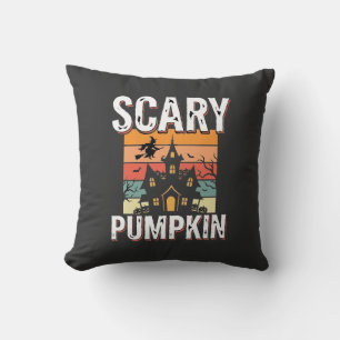 Skrämmande pumpa spökhus Halloween-design_1 Kudde