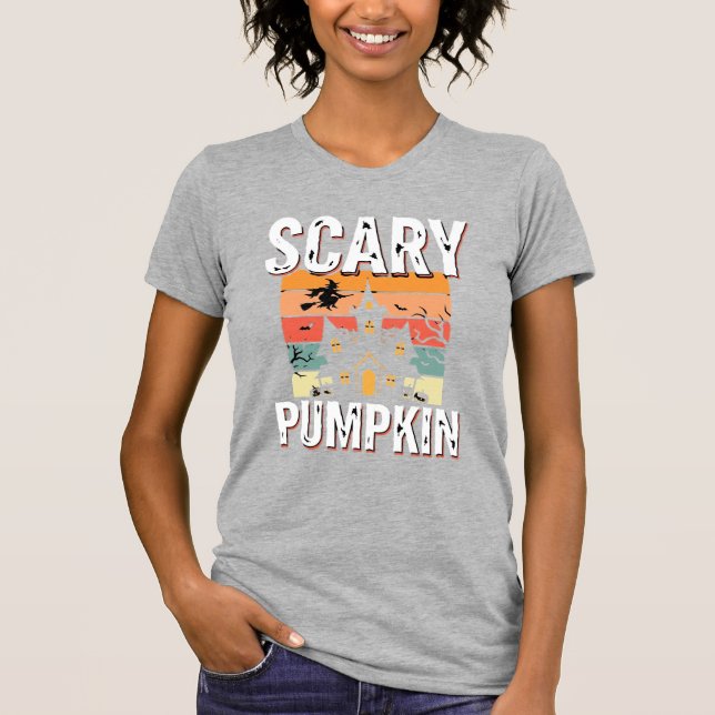 Skrämmande pumpa spökhus Halloween-design_1 T Shirt (Framsida)