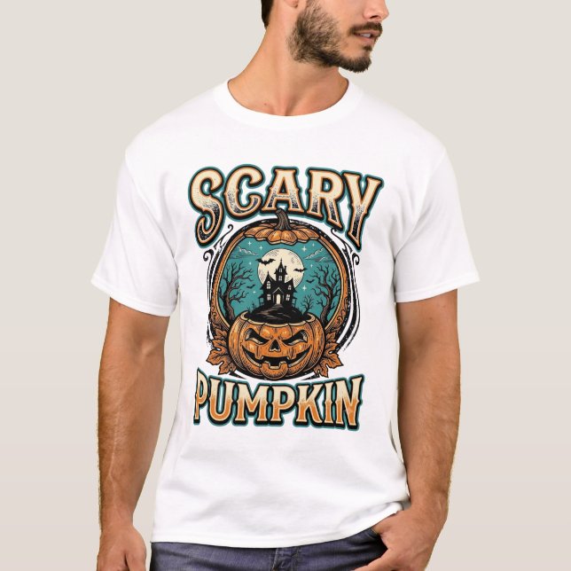 Skrämmande pumpa spöklik vintage Halloween_1 T Shirt (Framsida)