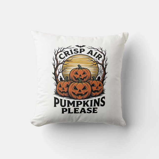 Skrämmande Pumpa Tröja Vintage Gravyr Höst Hallow Kudde (Framsida)